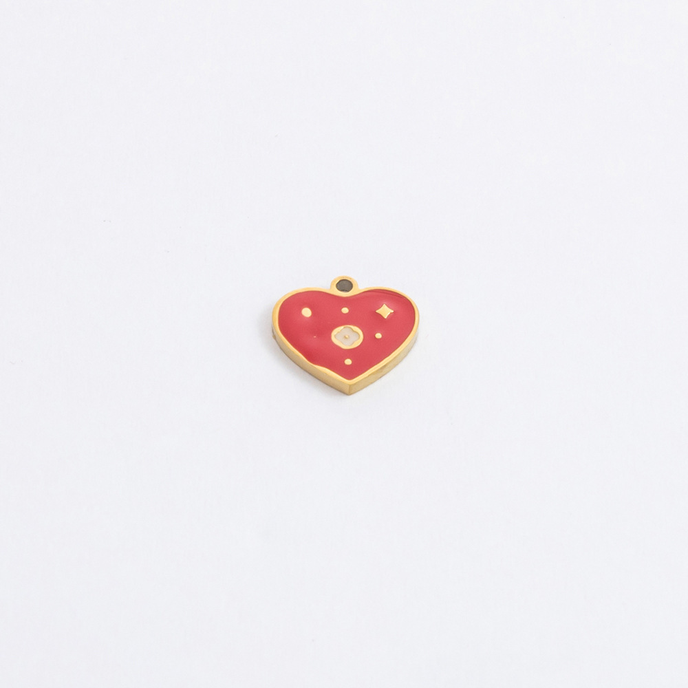 Pendentif Femme Diy En Acier Inoxydable, Couleur Or, En Forme De Goutte, Motif Fraise Douce, Collection Romantique (1 Pièce) h5Image5