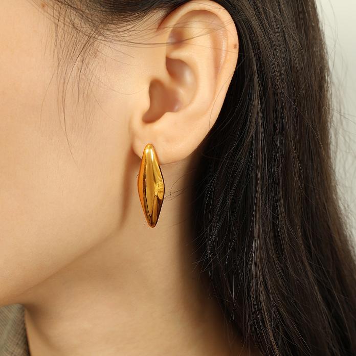 1 Paire De Boucles D'Oreilles À Tige Géométriques Quotidiennes En Acier Titane Couleur Or Pour Femme, Série Simple Image6