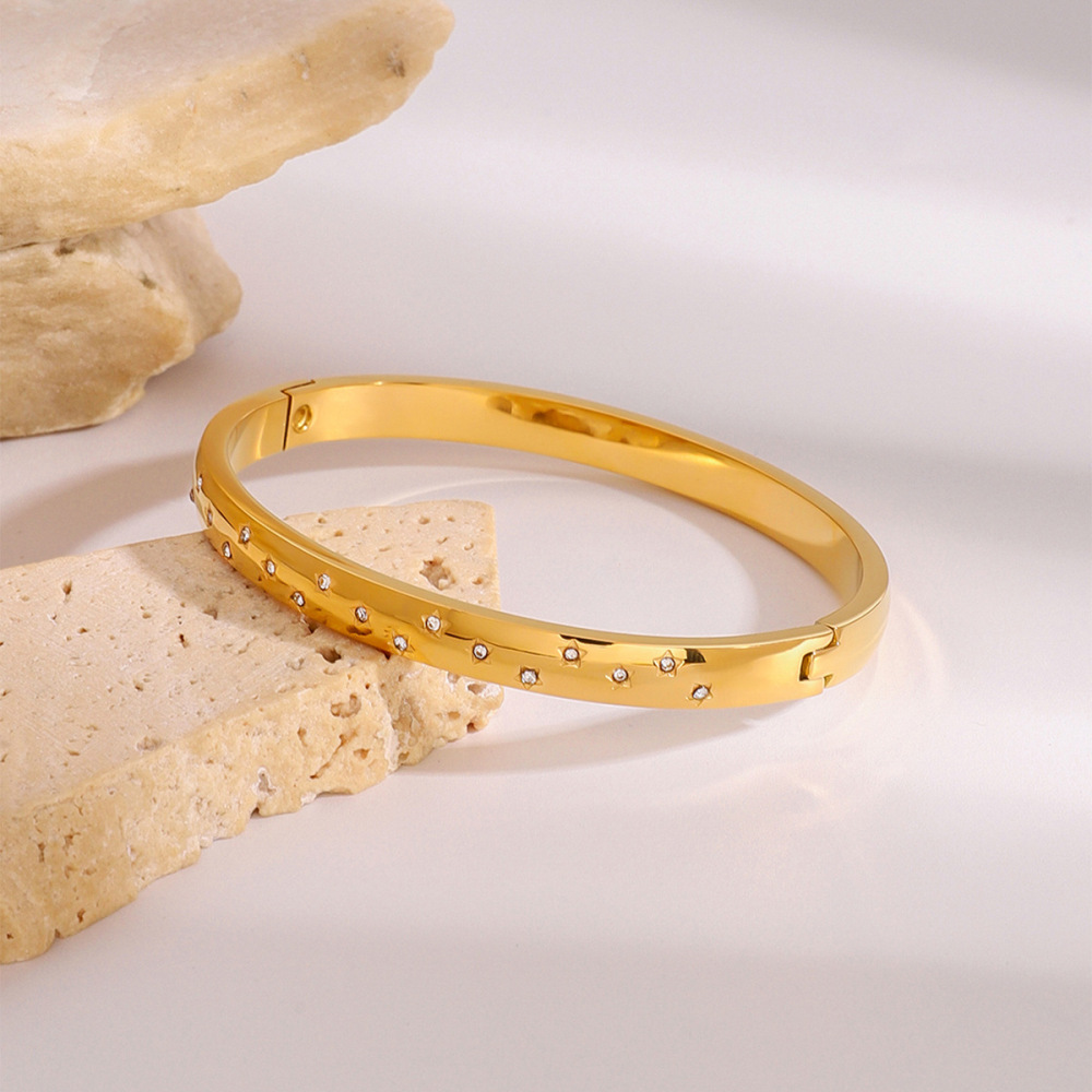 Bracelet Jonc Femme Little Star, Collection Romantique, En Acier Inoxydable, Couleur Or, Imperméable, Assorti À Tous Les Styles. h5Image3