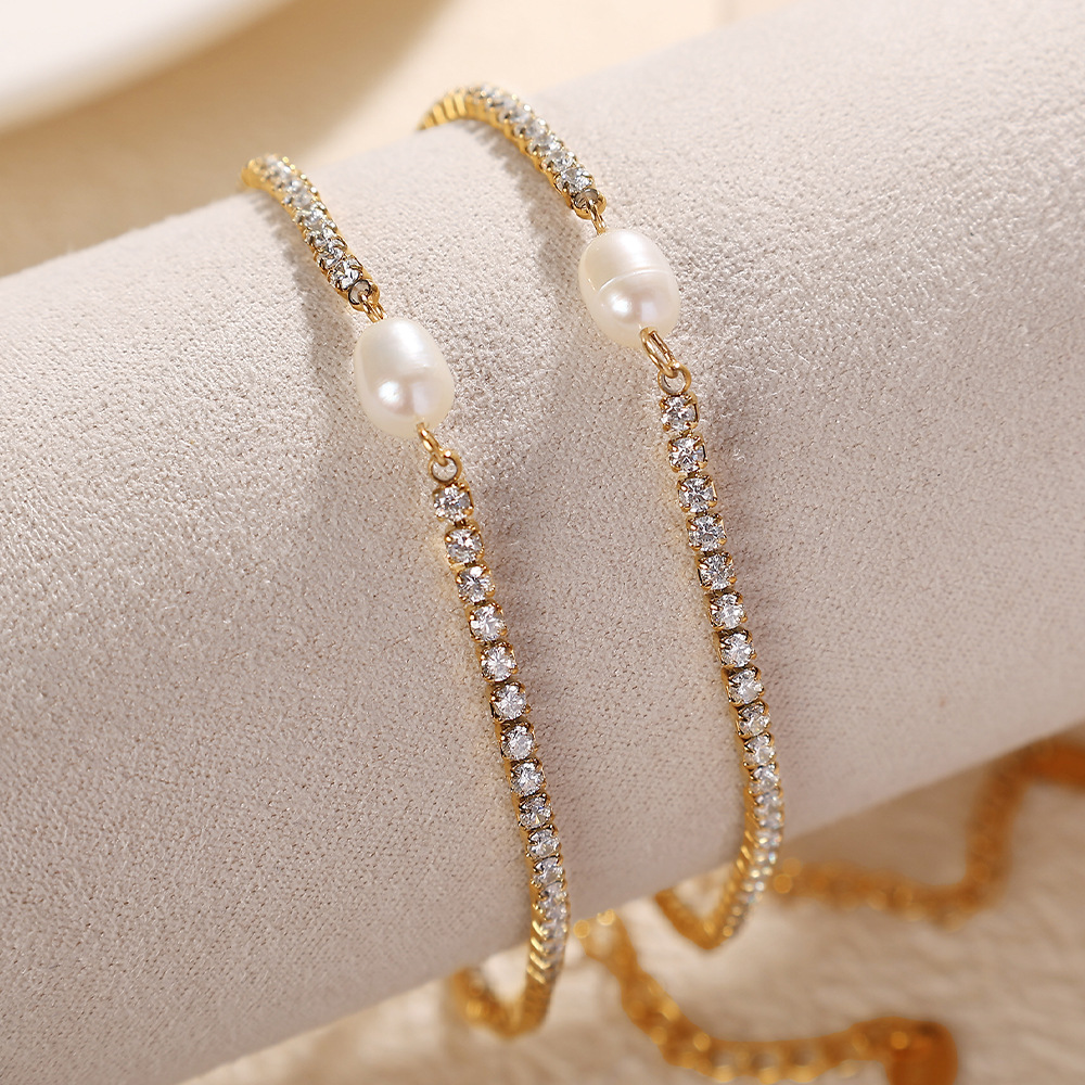 Collier Chaîne Pour Femme, Série Classique, Style Rétro Géométrique, En Acier Titane, Couleur Or Image3