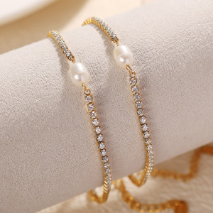 Collier Chaîne Pour Femme, Série Classique, Style Rétro Géométrique, En Acier Titane, Couleur Or h5 Image3