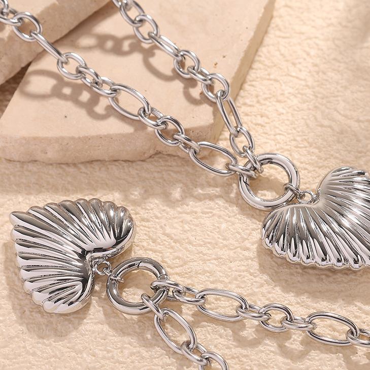 Collier Avec Pendentif En Forme De Cœur Romantique En Acier Titane Couleur Or Pour Femme, 1 Pièce h5Image7