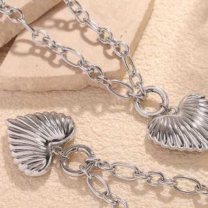 Collier Avec Pendentif En Forme De Cœur Romantique En Acier Titane Couleur Or Pour Femme, 1 Pièce h5 Image7