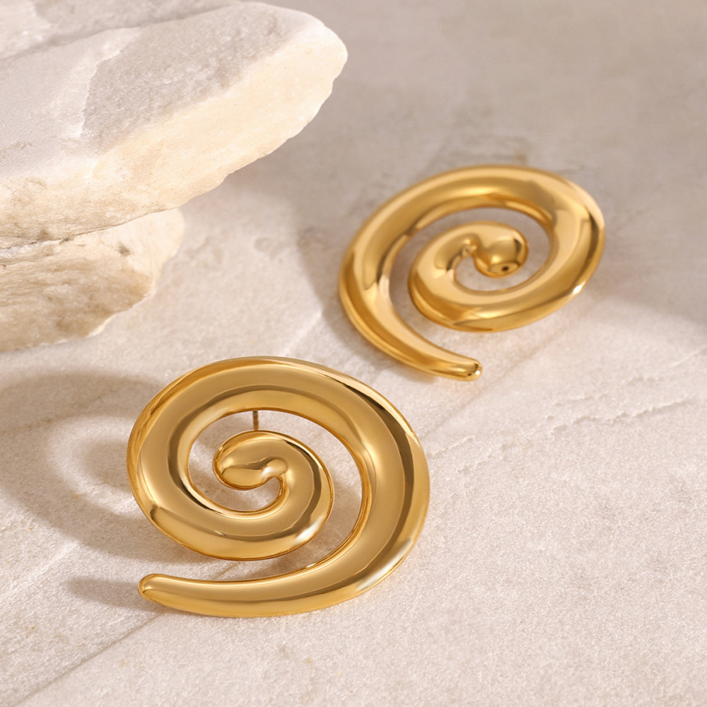 1 Paire De Boucles D'Oreilles À Tige Géométriques Décontractées En Acier Inoxydable Plaqué Or Pour Femmes h5Image4
