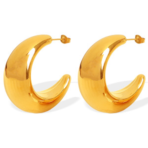 1 Paire De Boucles D'Oreilles Puces Classiques Et Simples En Acier Inoxydable Plaqué Or Pour Femme h5 Image5