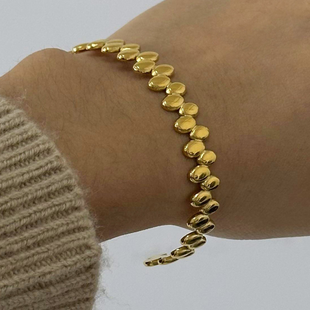 Bracelet Géométrique Simple En Acier Inoxydable Plaqué Or Pour Femme, 1 Pièce h5Image3