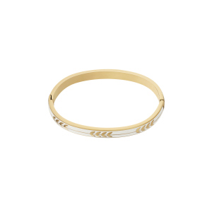 Bracelet Jonc Élégant Pour Femme, Motif Branche D'Olivier, En Acier Inoxydable, Couleur Or, Collection Classique (1 Pièce) h5 Image3