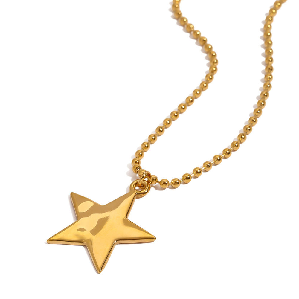 Collier Pendentif Femme Moderne, Pentagramme Massif Quotidien, En Acier Inoxydable Étanche, Couleur Or, 1 Pièce Image8