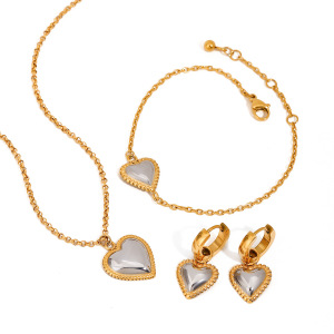 Collier Pendentif Femme En Acier Inoxydable Doré, Motif Cœur Mignon, Collection Romantique (1 Pièce) h5 Image8