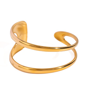 Bracelet Simple En Acier Inoxydable Plaqué Or  Pour Femme, 1 Pièce h5 Image5