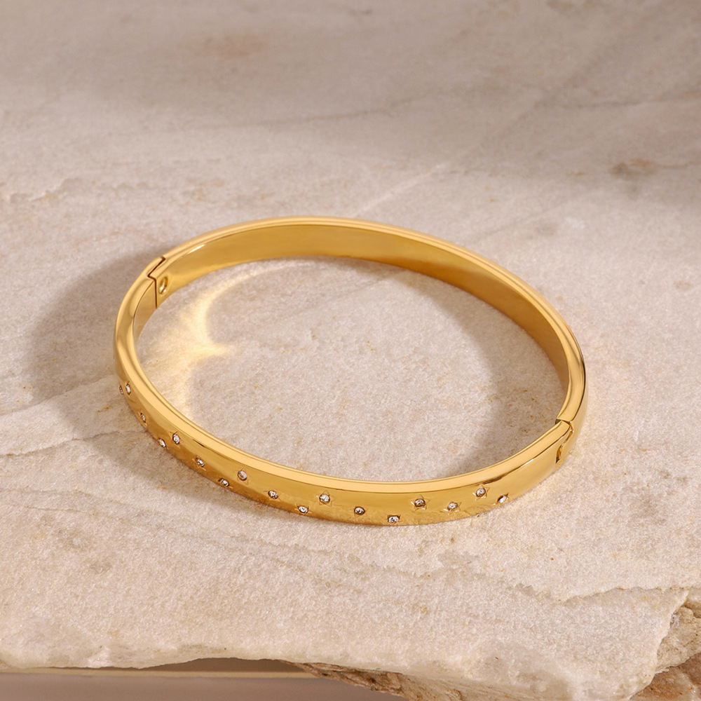 Bracelet Jonc Femme Little Star, Collection Romantique, En Acier Inoxydable, Couleur Or, Imperméable, Assorti À Tous Les Styles. h5Image4