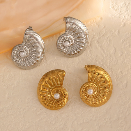 1 paire de boucles d'oreilles à tige en perles artificielles plaquées or , série simple turtle 2