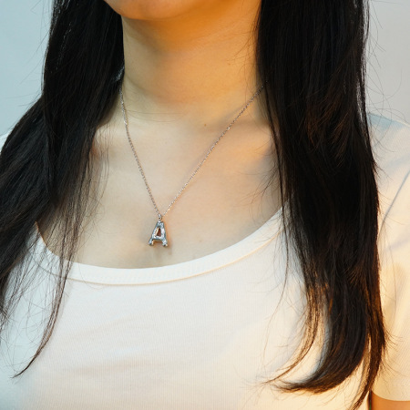 Collier Pendentif Simple En Acier Inoxydable Pour Femme, 1 Pièce, Série Quotidienne 2