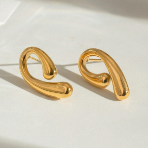 1 Paire De Boucles D'Oreilles À Clous En Acier Inoxydable Étanche Couleur Or h5 Image2