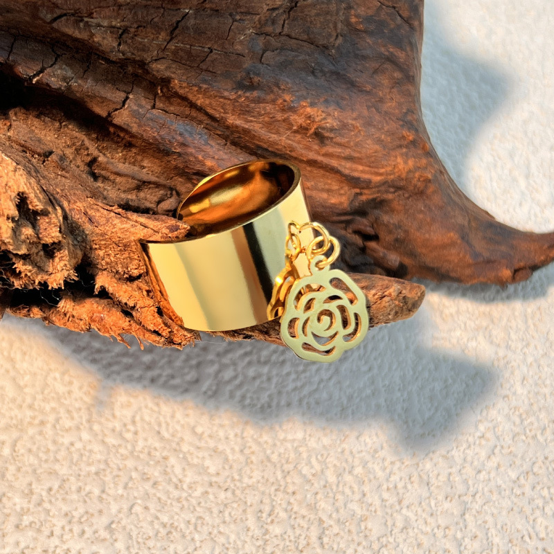 Bague Ajustable Pour Femme, Modèle Nœud Papillon, En Acier Inoxydable Étanche Couleur Or (1 Pièce). Image5