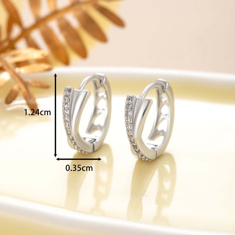 1 Pièce De Boucles D'Oreilles Créoles Géométriques Simples En Cuivre Sans Placage Et Zircone Pour Femme 