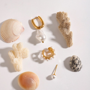 Ensemble De 1 Paire De Boucles D'Oreilles Pour Femme, Collection Classique, Forme Irrégulière Exquise, En Acier Inoxydable Étanche, Couleur Or. h5 Image3