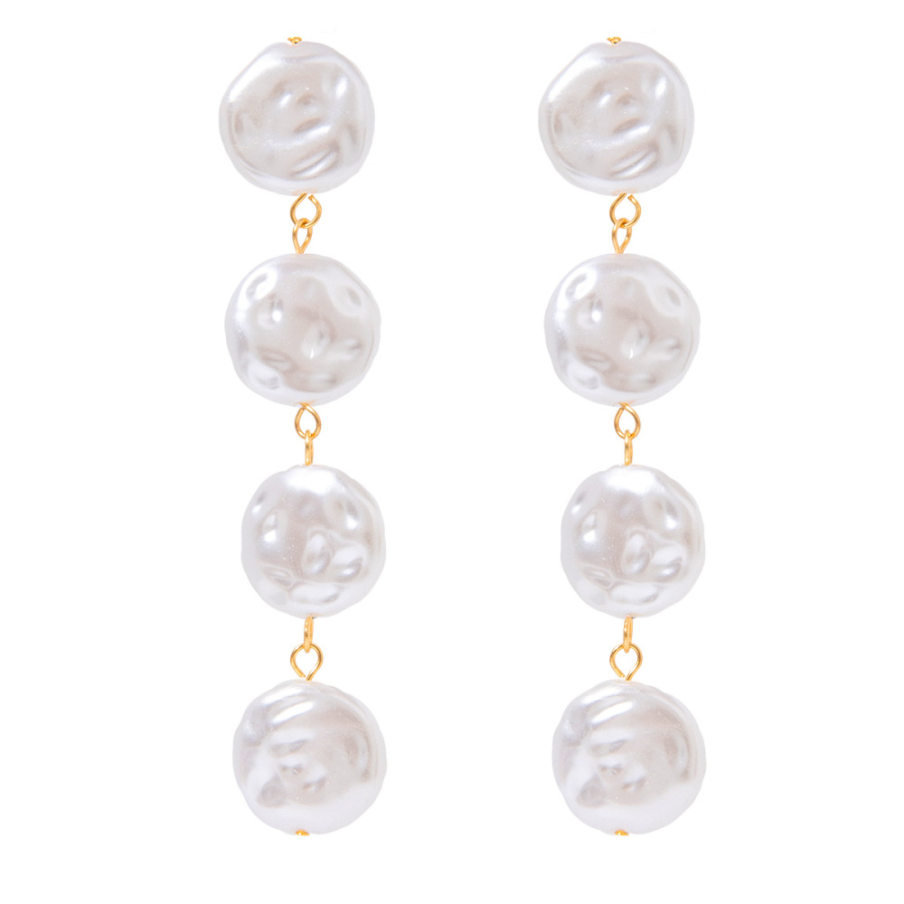 1 Paire De Boucles D'Oreilles Élégantes De La Série Classique, En Acier Inoxydable Plaqué Or Avec Perles Artificielles, Pour Femme. Image6