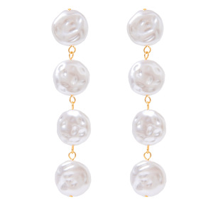 1 Paire De Boucles D'Oreilles Élégantes De La Série Classique, En Acier Inoxydable Plaqué Or Avec Perles Artificielles, Pour Femme. h5 Image6