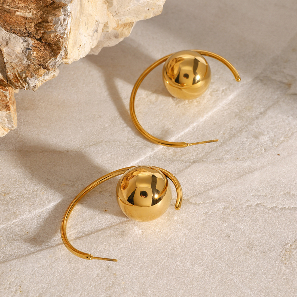 1 Paire De Boucles D'Oreilles Pendantes Pour Femme, En Acier Inoxydable Plaqué Or, Couleur Unie, Style Simple. Image2