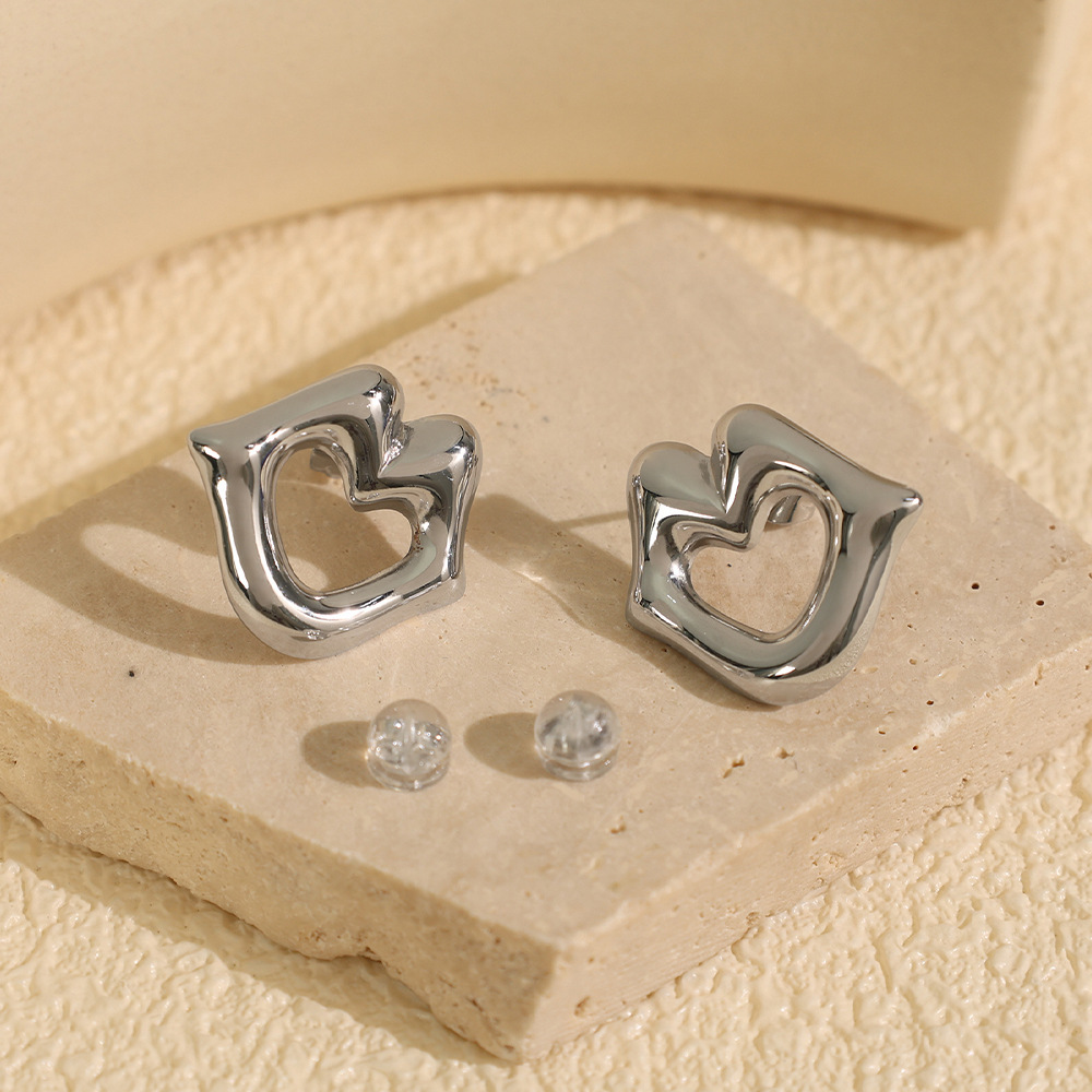 1 Paire De Boucles D'Oreilles À Tige Géométriques Simples En Acier Inoxydable Plaqué Or Pour Femme Image4