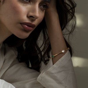 Bracelet Géométrique En Acier Inoxydable Plaqué Or  Et Zircon Pour Femme, Série Simple, Style Ins h5 Image3