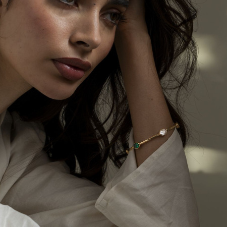 bracelet géométrique en acier inoxydable plaqué or  et zircon pour femme, série simple, style ins 2