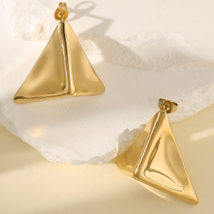 1 Paire De Boucles D'Oreilles À Tige Géométriques Quotidiennes En Acier Titane Couleur Or Pour Femme, Série Simple h5 Image6