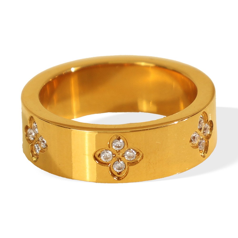 1 Paire De Bagues Simples Géométriques Quotidiennes En Acier Titane Plaqué Or  Et Zircon Pour Femme, Série Classique Image6