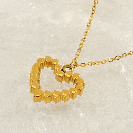 1 paire de colliers légers en acier titane pour femme, pendentifs en forme de cœur et de diamant, chaîne de clavicule, bijoux pour femme 2