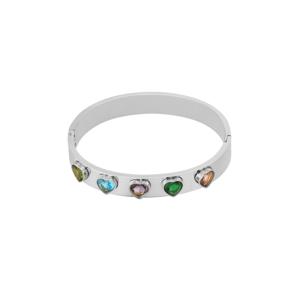 Bracelet Pour Femme En Acier Inoxydable Doré, Couleur Or, Forme De Cœur Colorée, Collection Glamorous (1 Pièce) h5Image7