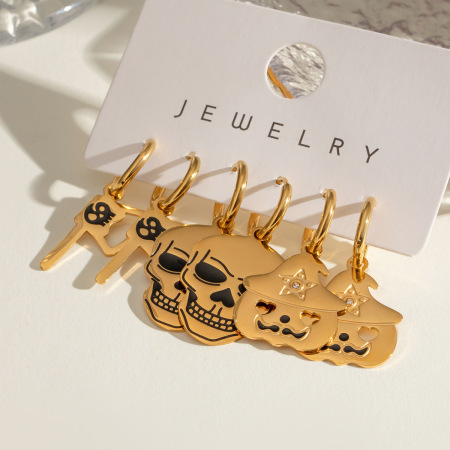 1 ensemble de boucles d'oreilles d'Halloween en acier inoxydable étanches