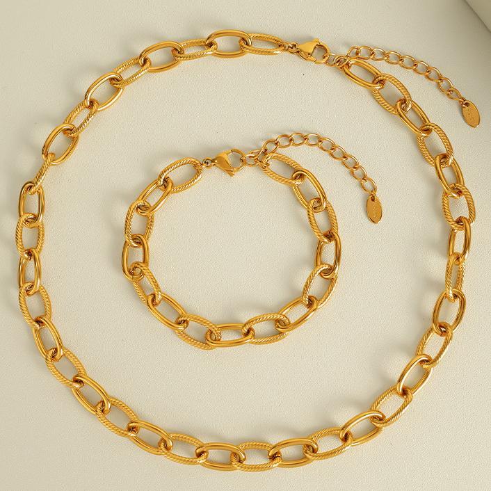 Collier Chaîne Pour Femme, Série Simple, Classique, Couleur Unie, Acier Titane, Couleur Or Image7