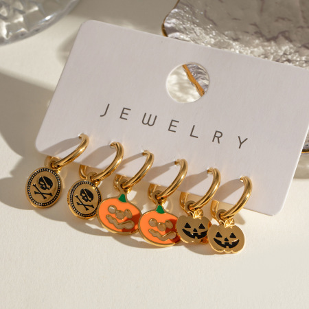 1 ensemble de boucles d'oreilles d'Halloween en acier inoxydable étanches 2