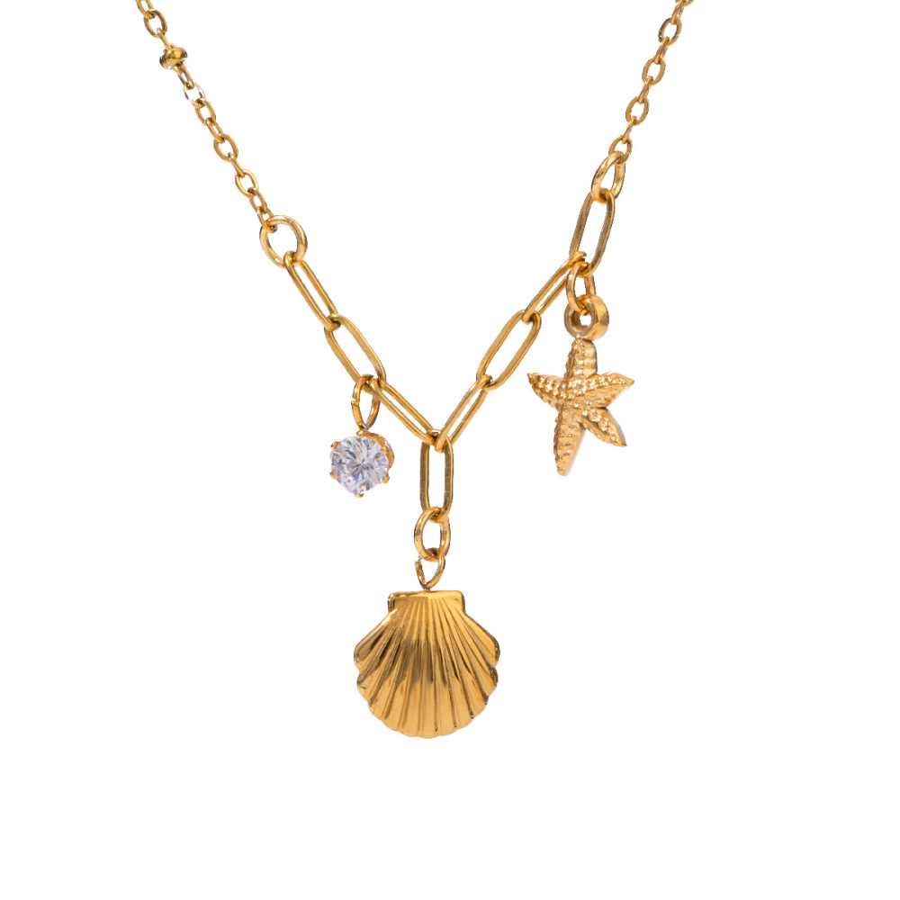 Collier Avec Pendentif Tortue De Vacances En Acier Inoxydable Plaqué Or  Et Strass Pour Femme, Série Simple, 1 Pièce Image5