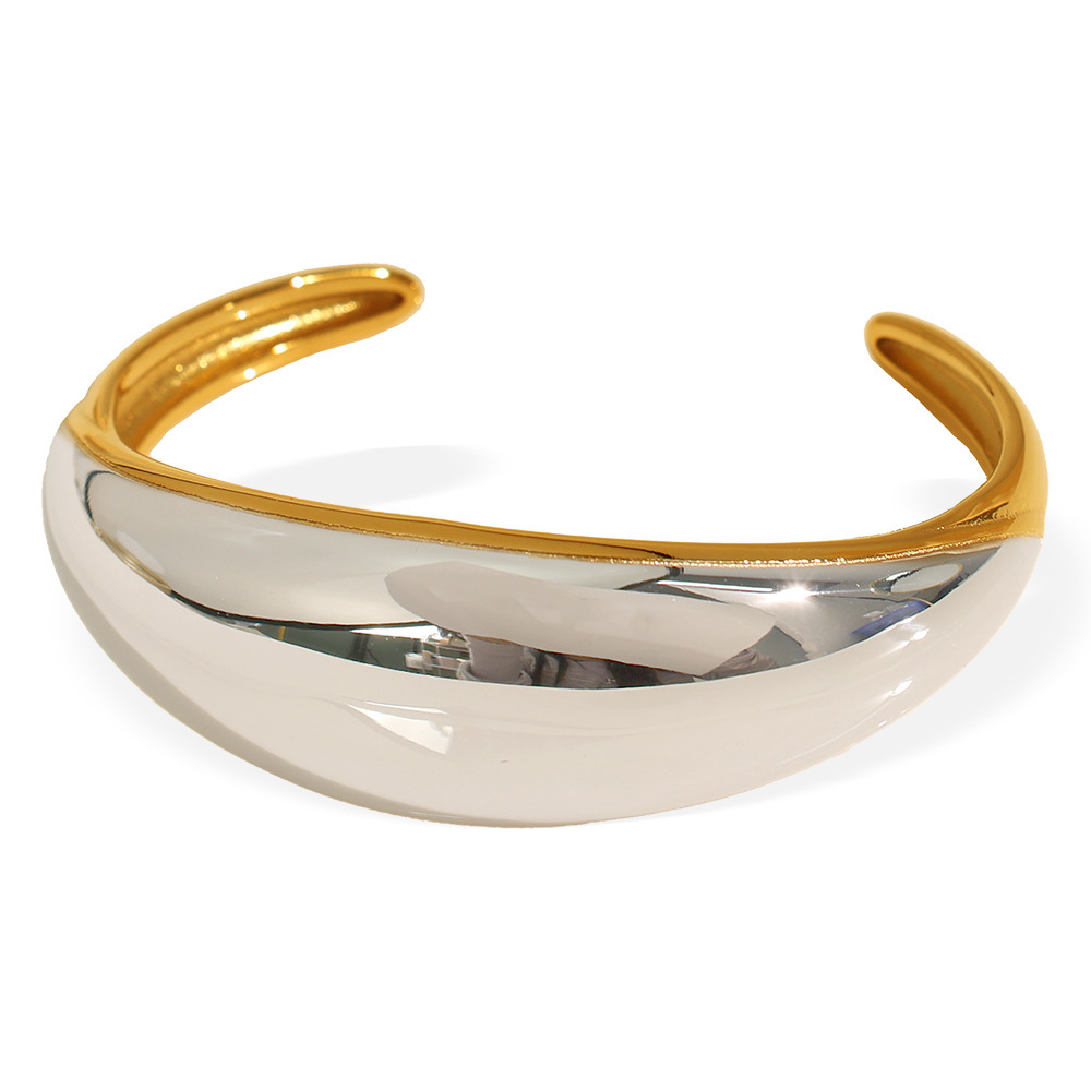 Bracelet Géométrique Simple En Acier Inoxydable Plaqué Or  Pour Femme, 1 Pièce Image6