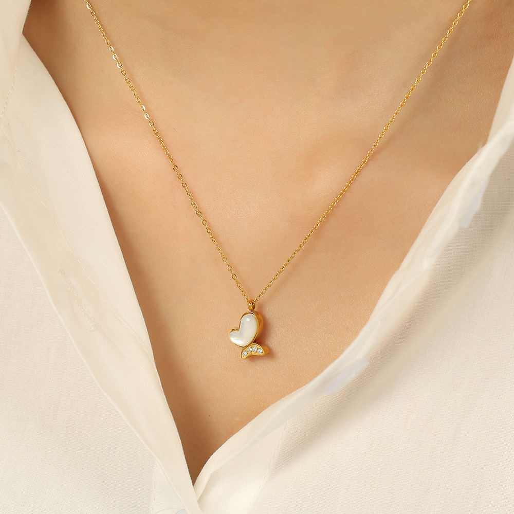 Collier Avec Pendentif En Acier Titane Plaqué Or , Série Classique, Animal Naturel, Coquillage Pour Femme Image5