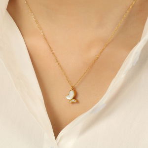 Collier Avec Pendentif En Acier Titane Plaqué Or , Série Classique, Animal Naturel, Coquillage Pour Femme h5 Image5