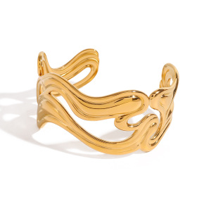 Bracelet Manchette Étanche En Acier Inoxydable Doré (1 Pièce) h5 Image5