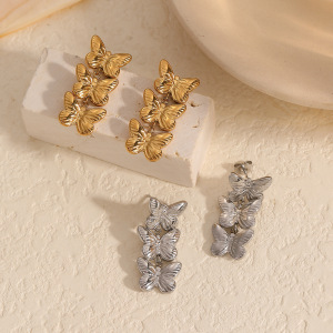 1 Paire De Boucles D'Oreilles À Tige En Acier Inoxydable Plaqué Or  Pour Femme, Motif Animal h5 Image3