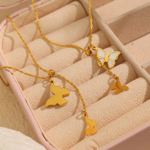 Collier Avec Pendentif En Forme De Coquillage Pour Femme, Série Romantique, En Acier Titane Plaqué Or , Motif Animal Doux h5 Image3