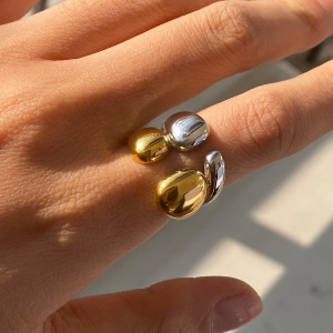 Bague Simple Pour Femme, Collection Simple, Élégante, Annulaire, En Acier Inoxydable Étanche, Coloris Or Et Argent. h5 Image3