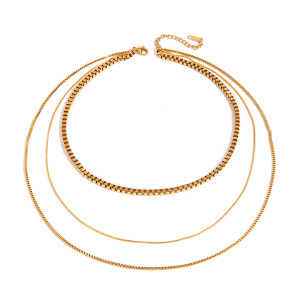 Collier Simple À Superposer En Acier Inoxydable Plaqué Or  Pour Femme, 1 Pièce h5 Image5