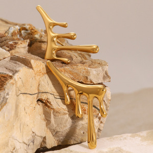 1 Paire De Boucles D'Oreilles À Tige Irrégulières En Acier Inoxydable Plaqué Or  Pour Femme h5 Image4