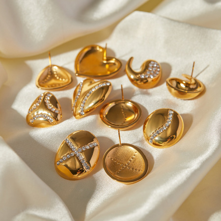 modèle de créateur jd ! boucles d'oreilles en acier inoxydable or  en forme de diamant/larme, style européen et américain, boucles d'oreilles simples et froides 2