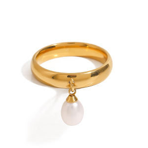 1 Paire De Bagues Simples Pour Femme En Acier Inoxydable Plaqué Or , Série Classique, Élégantes Sphères h5 Image5