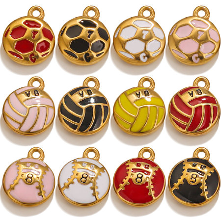 Pendentif unisexe Simple Series Sport Ball Drop Oil en acier inoxydable étanche couleur or (1 pièce)