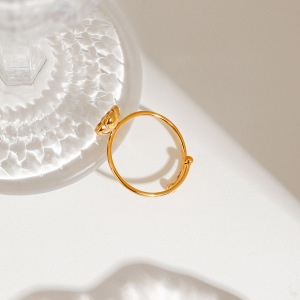 Bague Ajustable Pour Femme, Collection Romantique, Motif Floral Délicat, En Acier Inoxydable Étanche Couleur Or. h5 Image5