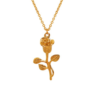 Collier Avec Pendentif En Acier Titane Plaqué Or Pour Femme, Série Romantique, Motif Fleur Douce h5 Image5