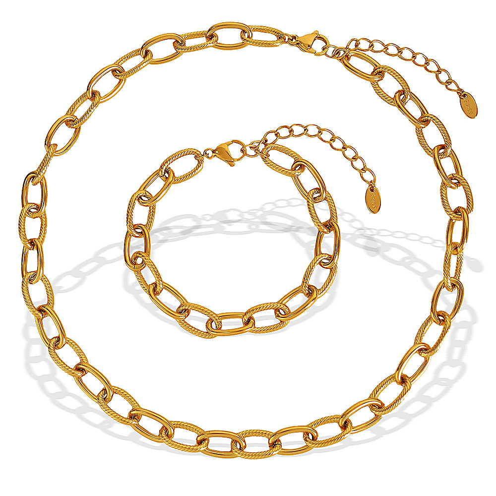 Collier Chaîne Pour Femme, Série Simple, Classique, Couleur Unie, Acier Titane, Couleur Or Image6
